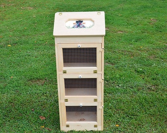 Amish Handcrafted Solid Pine Bread Box and 3 Door Vegetable Bin