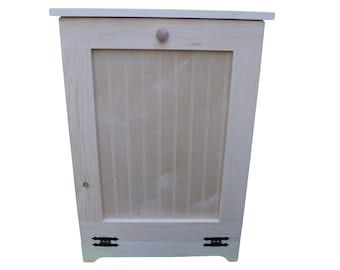 Tilt Out Solid Pine Unfinished Trash Bin Can Holder/Laundry Clothes Hamper