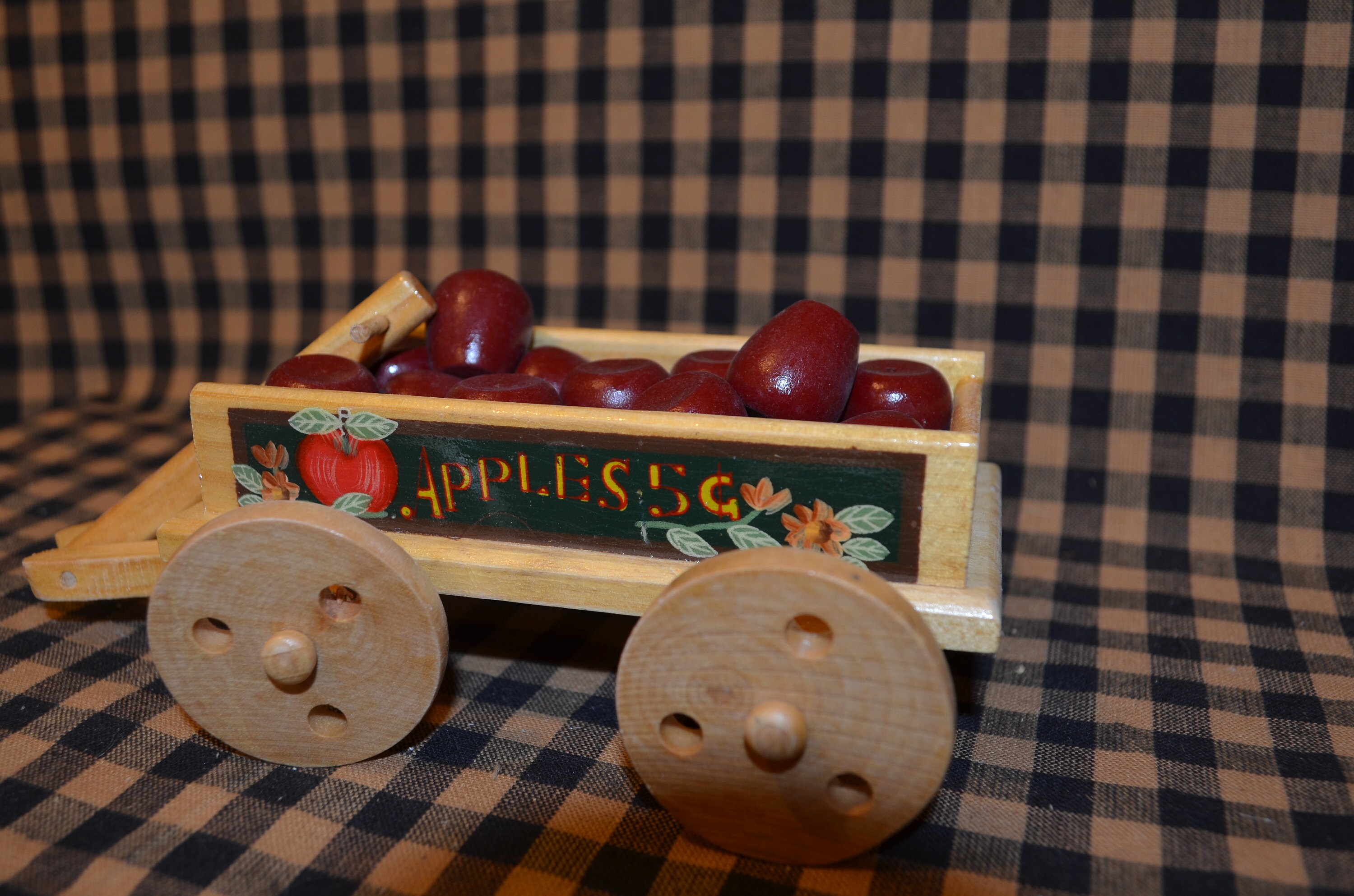 Miniature wooden Apples Cart/Wagon with moving wheels and Etsy