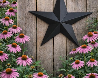 16"- 32" Solid or Rustic Black Galvanized Metal Painted Barn Star Rust Resistant Outdoor Country Décor