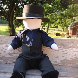 Authentic Handmade Amish Boy Doll: Traditional Collectible Toy with Suspenders, Heirloom Gift from Ohio