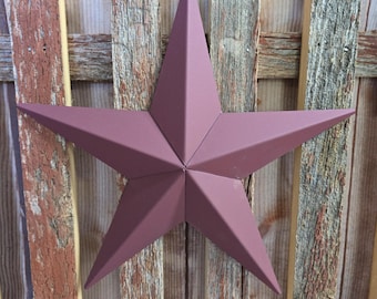 40"- 53" Solid OR Rustic Burgundy Galvanized Metal Tin Painted Barn Star Farmhouse Country Décor Rust Resistant Outdoor Décor