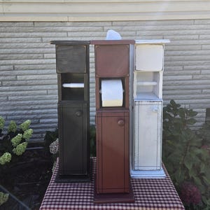 Rustic Pine Toilet Paper Holder with Storage & Tissue Box - Unfinished or Painted Bathroom Décor