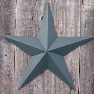 40&quot;- 53&quot; Solid OR Rustic Green Galvanized Rust Resistant Metal Tin Painted Barn Star Amish Wares Indoor Outdoor Farmhouse Country Décor