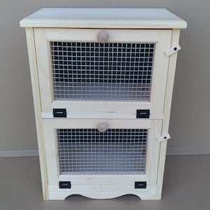 Amish Handcrafted Solid Pine 2 Door Vegetable Bin with Flat Top Small Space Kitchen Veggie Bin
