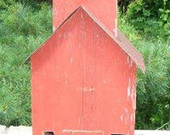 Olde Tyme Barn wood Schoolhouse Birdhouse with Clean Out Door and Rusty Bell