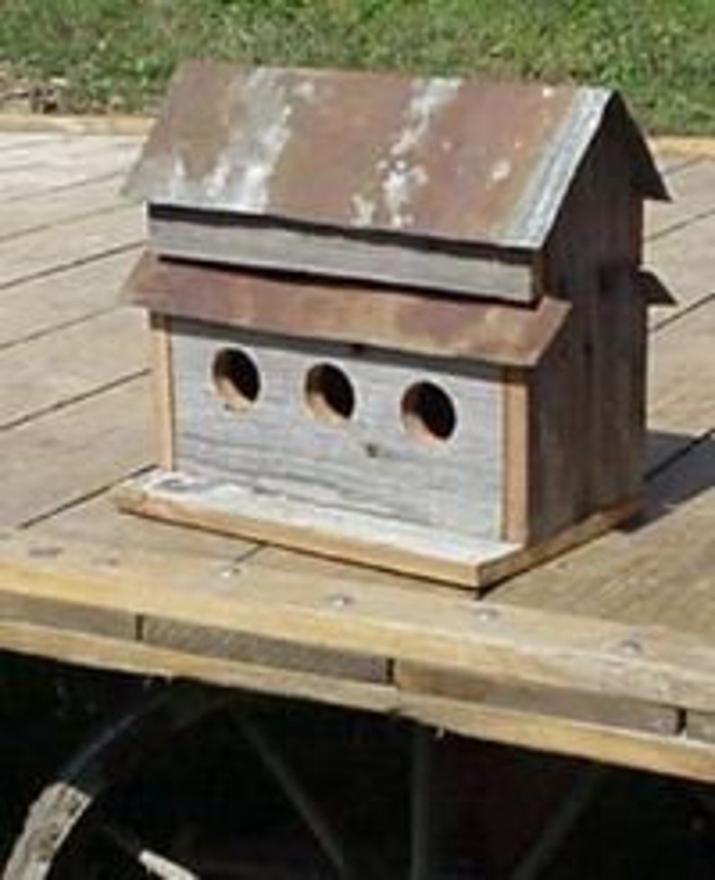 Amish Made 3 Hole Birdhouse Handmade from Barn Wood image 1