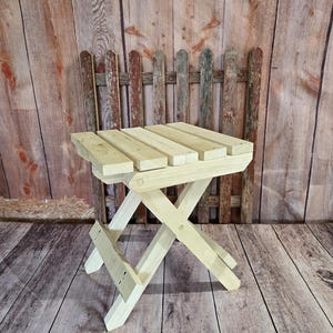 Handmade Solid Wood Folding Chair / Folding Coffee Table to use for fishing or on the porch folds for easy storage and transport