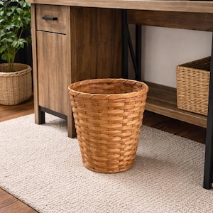 Round Waste Basket, Flower Basket, or Fireplace Blanket Basket Decorating Idea Décor Amish Wares Hand Made in the U.S.A.