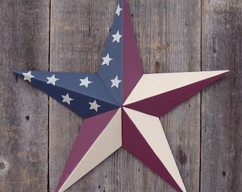 40"- 53" Solid OR Rustic Olde Glory Country American Flag Galvanized Metal Painted Barn Star Country Decor Rust Resistant Outdoor Decor