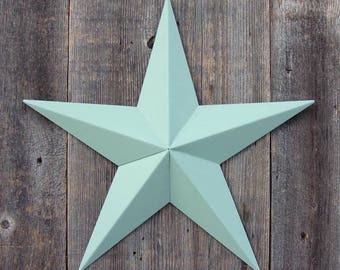 3"- 10" Solid Sage Galvanized Metal Tin Painted Barn Star Farmhouse Country Decor Rust Resistant Outdoor Decor