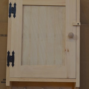 Rustic 3 Peg Hook Wooden Cabinet for Bathroom, Kitchen, Hallway - Farmhouse Wall Storage Cupboard
