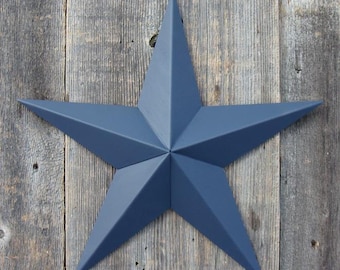 16"- 32" Solid OR Rustic Whale Blue Galvanized Metal Tin Painted Barn Star Farmhouse Country Decor Rust Resistant Outdoor Decor