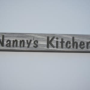 12&quot; Routed Shelf Sitter Sign &quot; Nanny&#39;s Kitchen&quot; Gray and Black Country Farmhouse Kitchen Décor