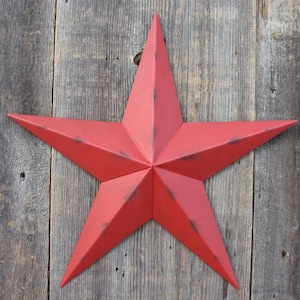 40&quot;- 53&quot; Solid or Rustic Barn Red Galvanized Metal Painted Barn Star Rust Resistant Farmhouse Outdoor Décor