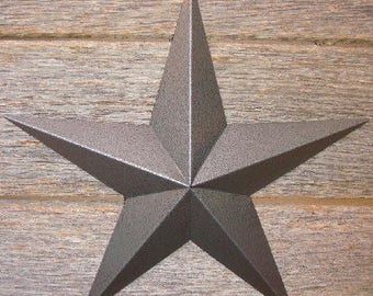 3"- 10" Metallic Hammered Gray/Pewter Galvanized Metal Tin Painted Barn Star Farmhouse Country Decor Rust Resistant Outdoor Decor