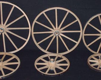Amish Handcrafted Steam Bent Hickory Wood Wagon Wheel or Cart Wheel
