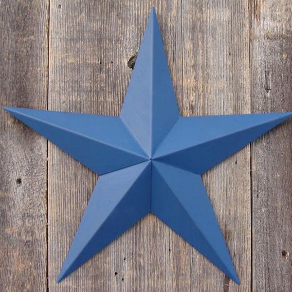 16"- 32" Solid OR Rustic Blue Galvanized Metal Tin Painted Barn Star Farmhouse Country Decor Rust Resistant Outdoor Decor