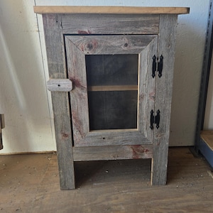 Rustic Amish Handmade Barn Wood Cabinet with Screened, Picket, or Chicken Wire Front - Small Primitive Décor