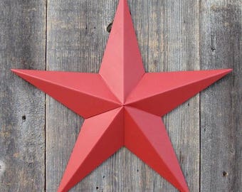 3"- 10" Solid Radiant Red Galvanized Metal Tin Painted Barn Star Farmhouse Country Decor Rust Resistant Outdoor Decor