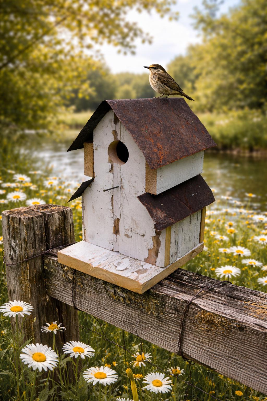 Rustic Reclaimed Barn Wood Birdhouse With Vintage Tin Roof ...