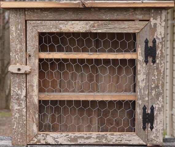 Barn Wood Spice Bathroom Cabinet With Chicken Wire Door Etsy