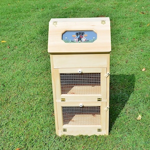 Unfinished Handcrafted Solid Pine Bread Box with 2 Door Vegetable Bin Blue Background Hand Painted Amish Girls Insert, Others Available