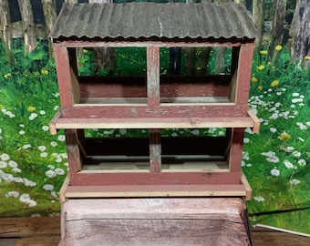 Chicken Nesting Box Wall or Floor Storage Display Cabinet Made of Barn Wood and Old Corrugated Tin.