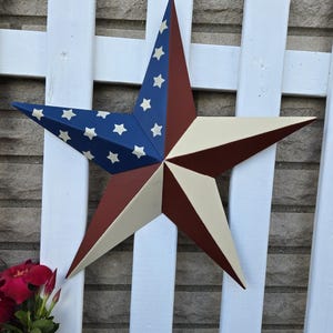 72&quot; Solid OR Rustic Americana Traditional American Flag Galvanized Metal Painted Barn Star Country Décor Rust Resistant Outdoor Décor