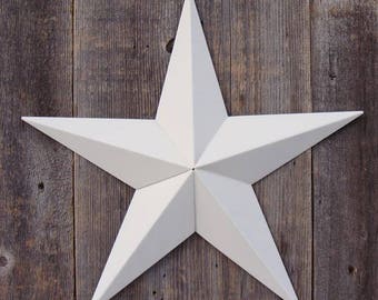 40"- 53" Solid OR Rustic Ivory Galvanized Metal Tin Painted Barn Star Farmhouse Country Decor Rust Resistant Outdoor Decor