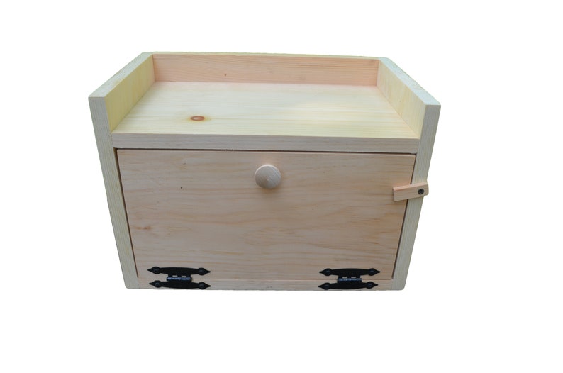 Unfinished Flush Side Pine Counter top Bread Box with Top image 0