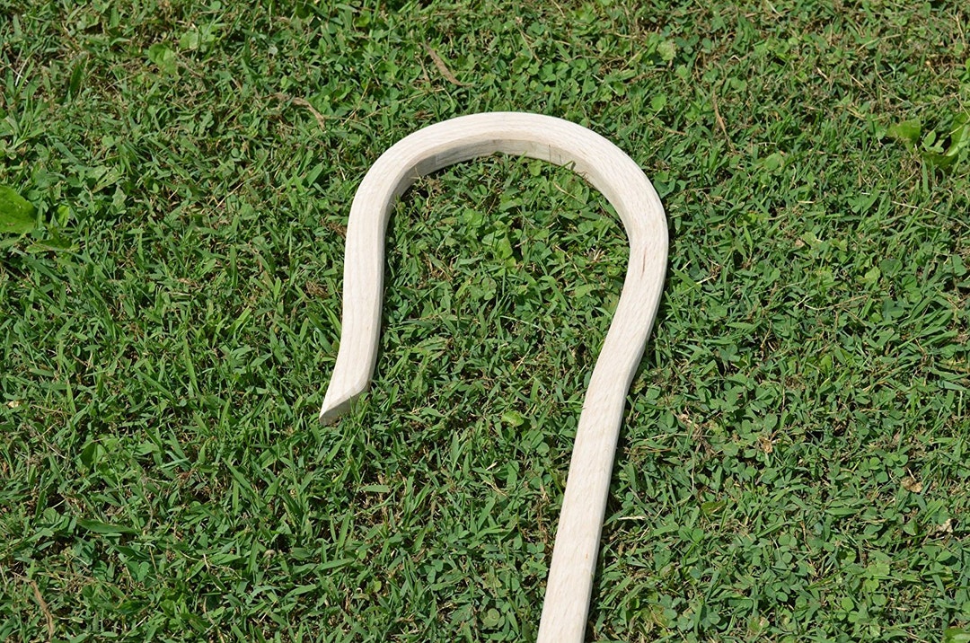 Amish Handcrafted Red Oak Steam Bent Shepherd Crook or Hook Stands Between 66 and 69 Inches Tall