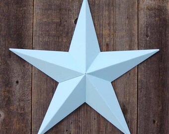 40"- 53" Solid OR Rustic Robins Egg Blue Galvanized Metal Tin Painted Barn Star Farmhouse Country Decor Rust Resistant Outdoor Decor