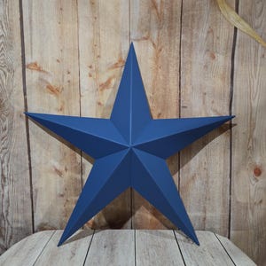 3&quot;-10&quot; Solid Blue Galvanized Metal Tin Painted Barn Star Farmhouse Country Décor Rust Resistant Outdoor Décor