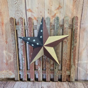 18&quot; American Flag Burlap Over Galvanized Metal Barn Star