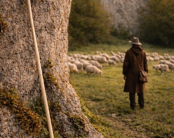 Handcrafted Red Oak Steam Bent Shepherd Crook or Hook Stands Between 66 and 69 Inches Tall
