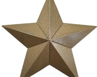 16" or 24" Hammered Gold Galvanized Metal Tin Painted "Fat" Barn Star Farmhouse Country Decor Rust Resistant Outdoor Decor