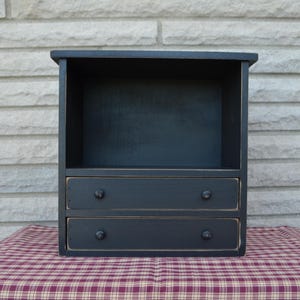Handcrafted Rustic Wood Cabinet with Drawers - Country Farmhouse Décor in Black, White, Burgundy