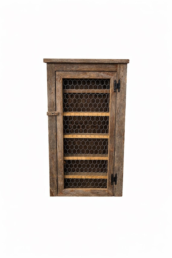 Rustic Barn Wood Spice & Bathroom Cabinet With a Beautiful Chicken