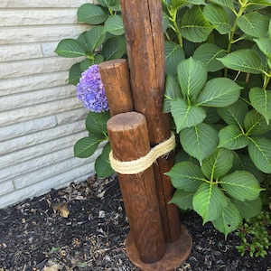 Rustic Nautical Pier Post with Rope - Handmade Garden, Porch, Deck & Lake Dock Decoration