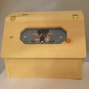Amish Handcrafted Solid Pine Bread Box - Rustic Country Kitchen Storage from Ohio Craftsmen