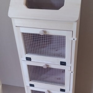 Unfinished Handcrafted Solid Pine Bread Box with 3 Door Vegetable Bin Kitchen Storage Cabinet Amish Made Veggie Bin For Small Spaces