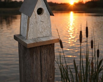 Rustic Reclaimed Barnwood A-Frame Birdhouse Country Farmhouse Primitive Wren Birdhouse