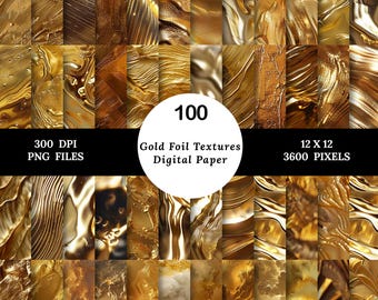 Gold Digital Paper, Gold Foil Paper, Gold Scrapbook Paper, Seamless Pattern, Gold Metallic Paper, Foil Digital Paper, Gold Foil Texture