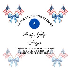 4th Of July Clipart, Patriotic Clipart, Independence Day Clipart, Digital Download, American Flag Clipart, American Flag, Red White & Blue