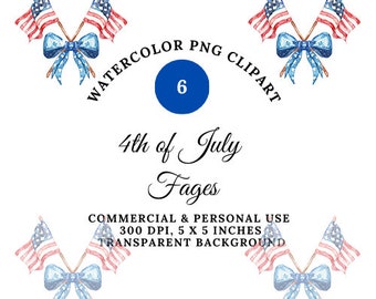 4th Of July Clipart, Patriotic Clipart, Independence Day Clipart, Digital Download, American Flag Clipart, American Flag, Red White & Blue