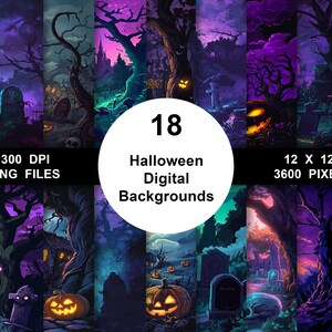 Halloween Watercolor Backgrounds, Halloween Digital paper, Spooky Halloween Paper, Halloween Junk Journal, Jack-o-Latern, Creepy Art
