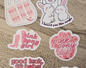 Chappell Roan Sparkly Stickers! | good luck, babe! pink pony club, pink pony girl, hot-to-go, red wine supernova, stickers!