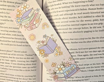 Pastel Books Bookmark. | cute pastel flowers & books bookmark!