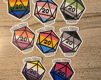 Roll With Pride! D&D D20 Pride Stickers! Sparkly Option!